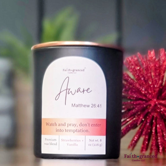 Aware: Strawberries + Vanila Scented Candle - Faithgranced