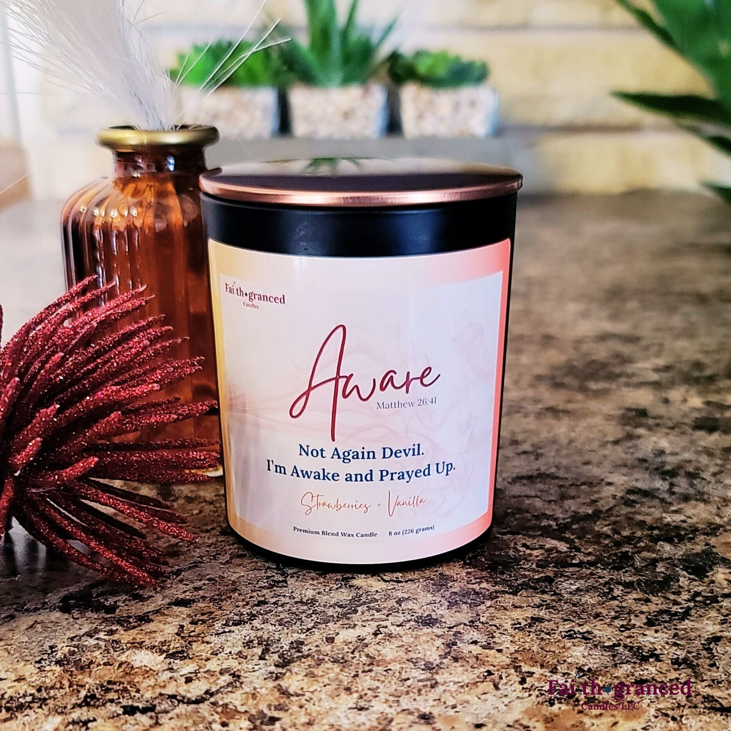 Aware: Strawberries + Vanila Scented Candle - Faithgranced