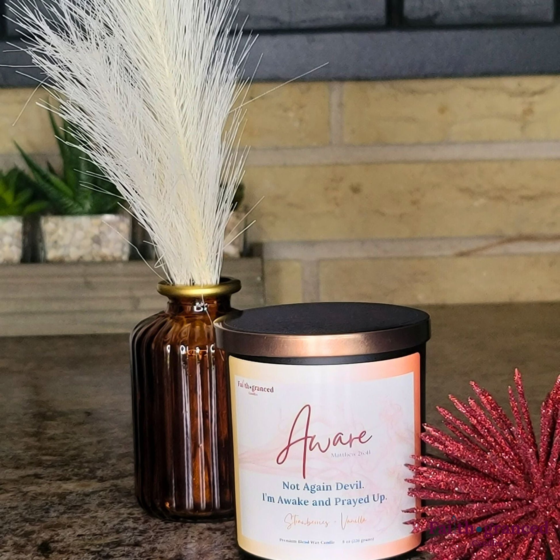 Aware: Strawberries + Vanila Scented Candle - Faithgranced