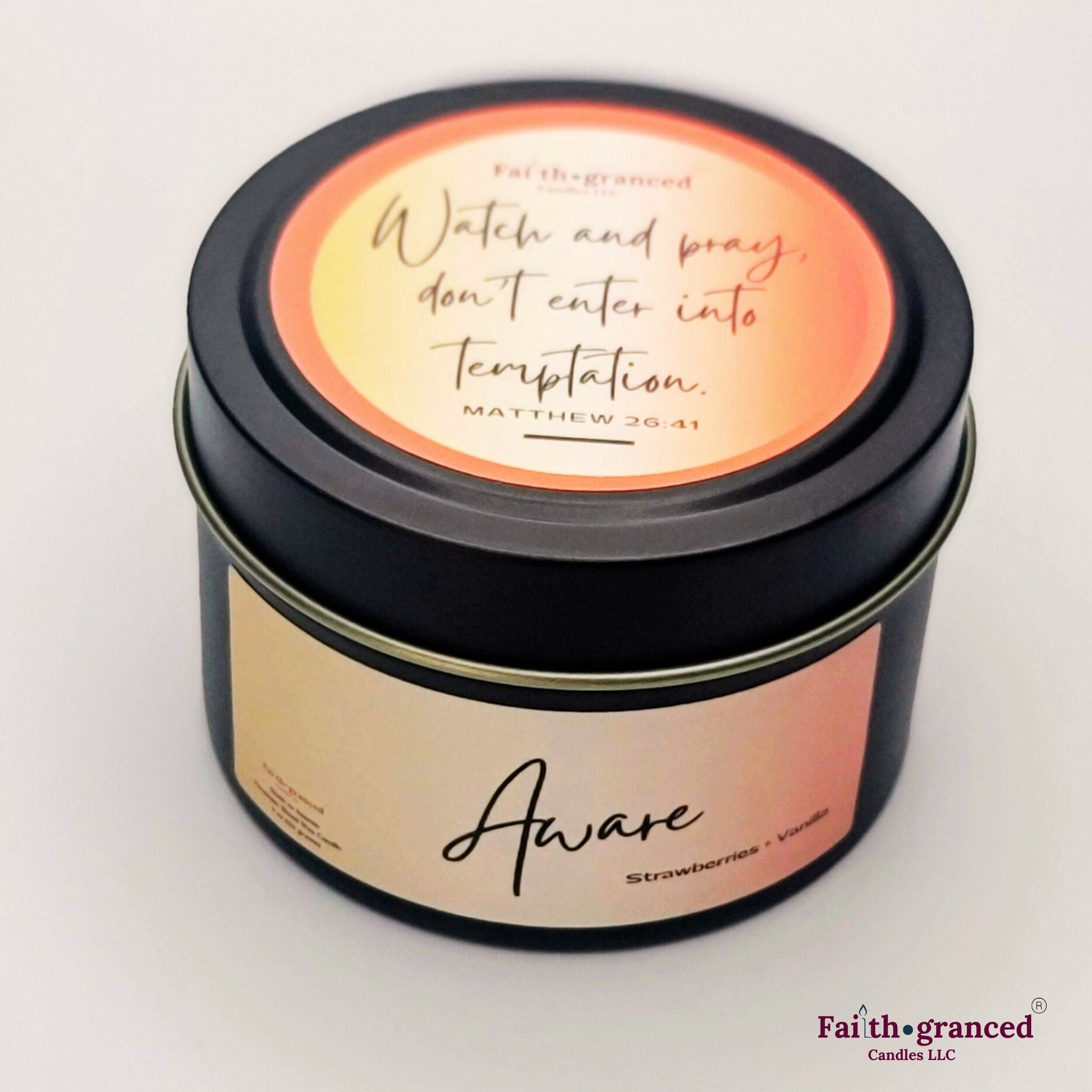 Aware: Strawberries + Vanila Scented Candle - Faithgranced