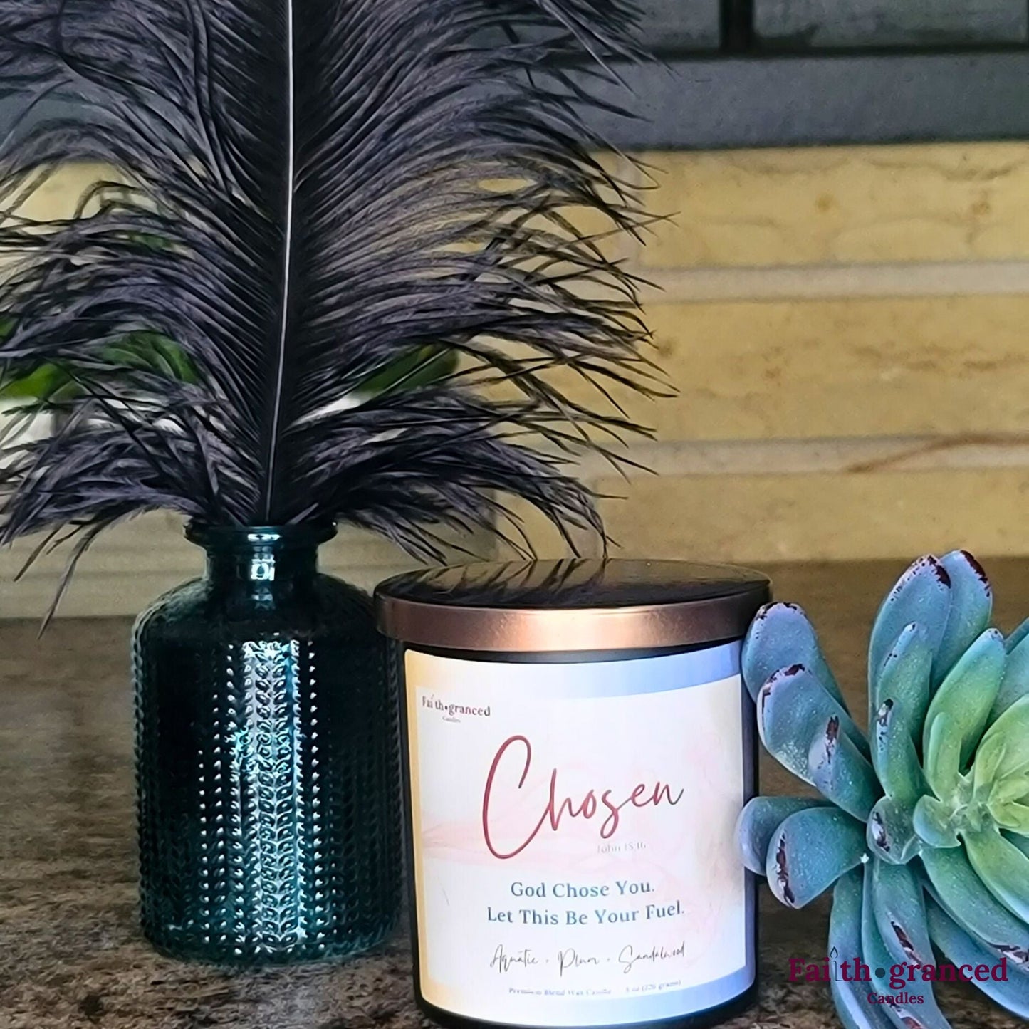 Chosen: Aquatic + Plum + Sandalwood Scented Candle - Faithgranced