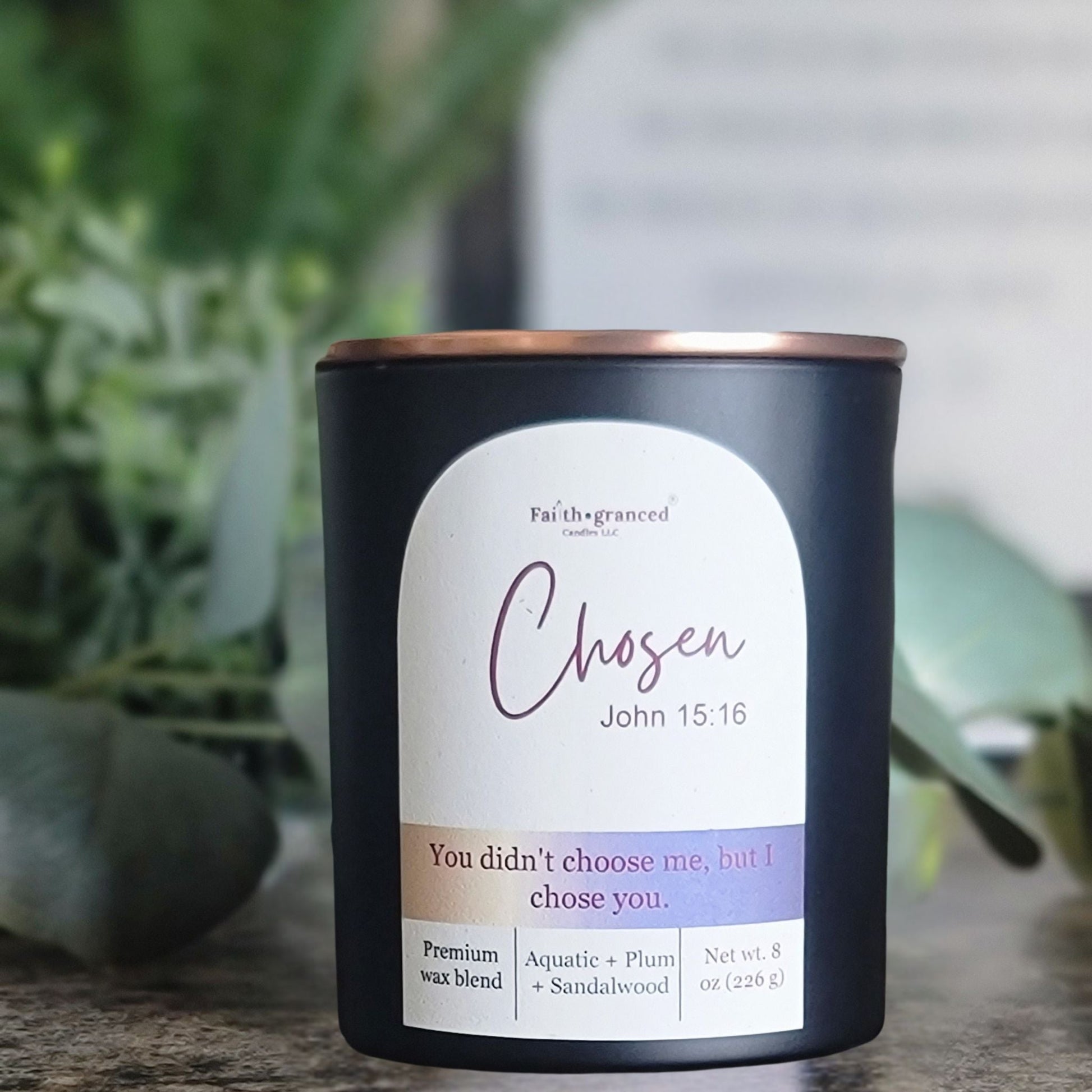 Chosen: Aquatic + Plum + Sandalwood Scented Candle - Faithgranced
