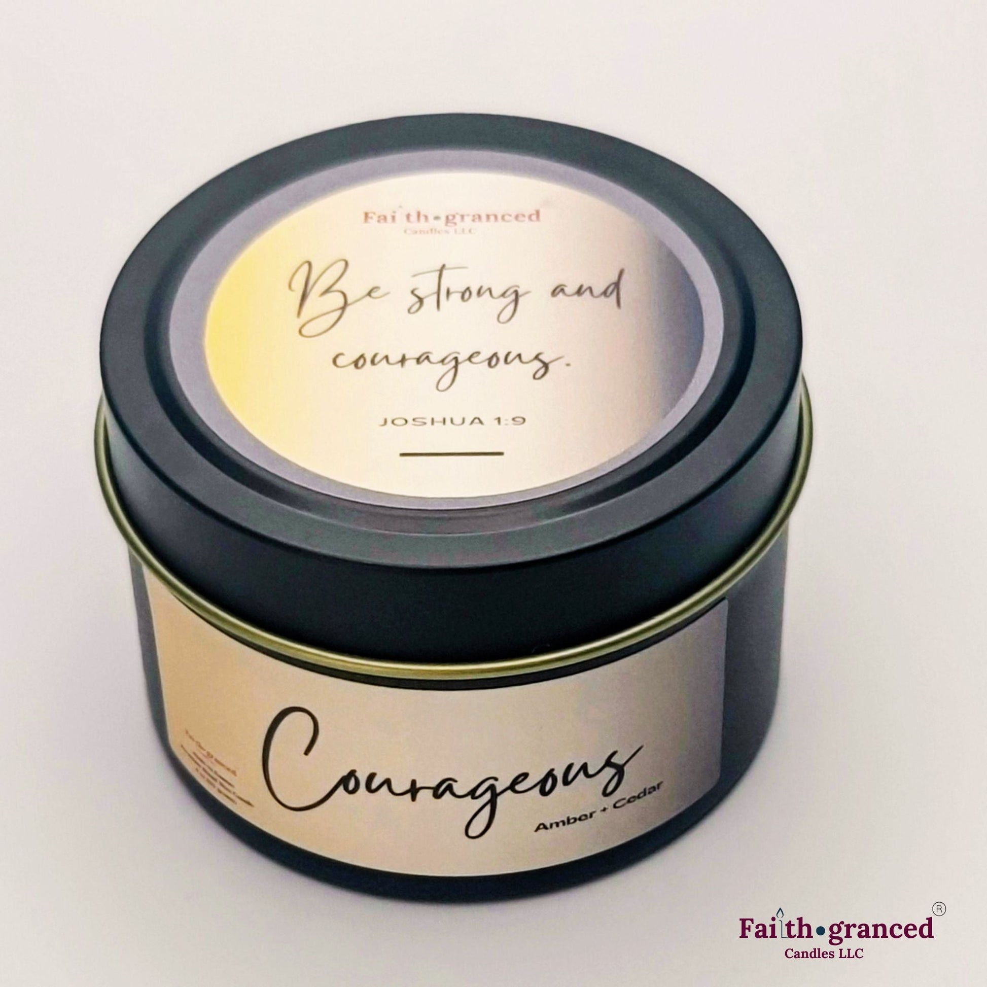 Courageous: Amber + Cedar Scented Candle - Faithgranced