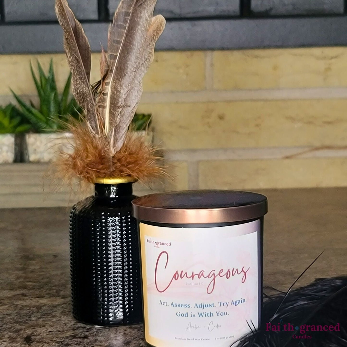 Courageous: Amber + Cedar Scented Candle - Faithgranced