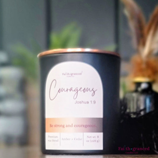 Courageous: Amber + Cedar Scented Candle - Faithgranced