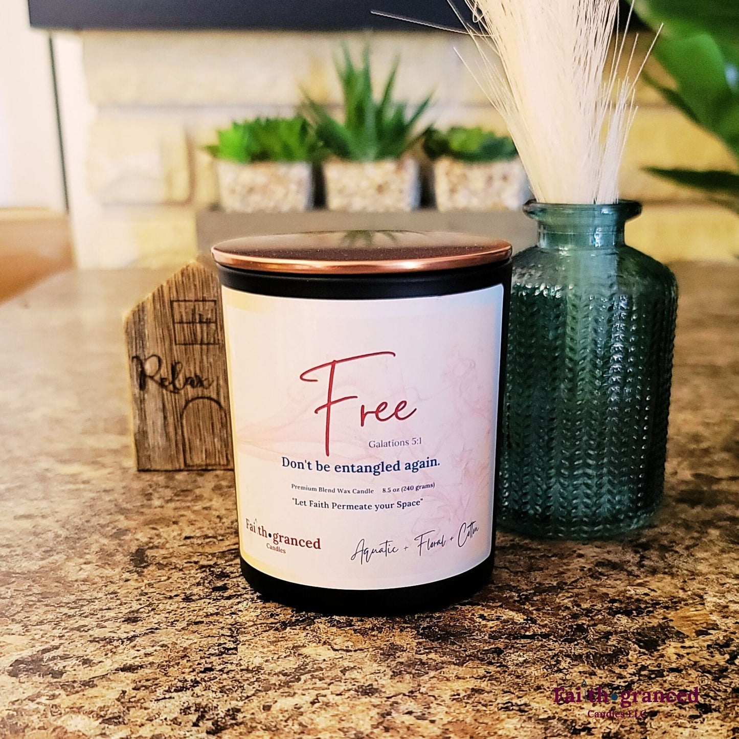 Free: Aquatic + Floral + Cotton Scented Candle - Faithgranced