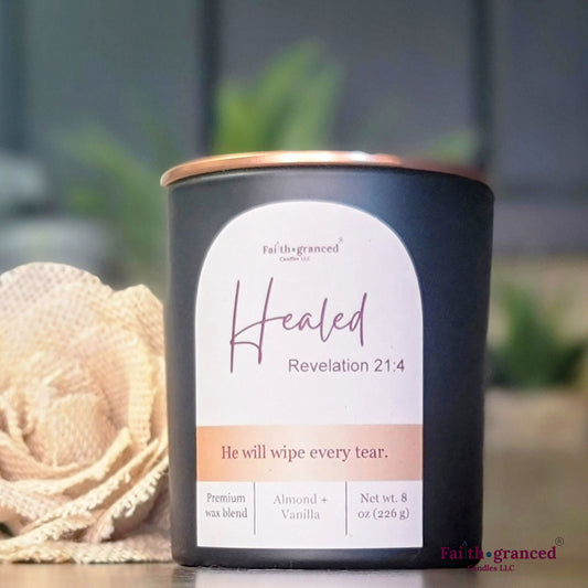 Healed: Almond + Vanilla Scented Candle - Faithgranced