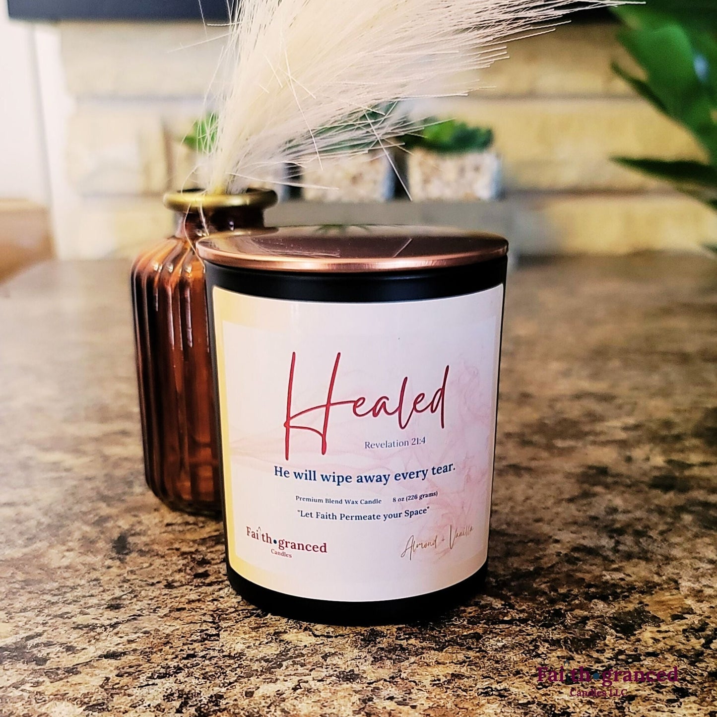 Healed: Almond + Vanilla Scented Candle - Faithgranced