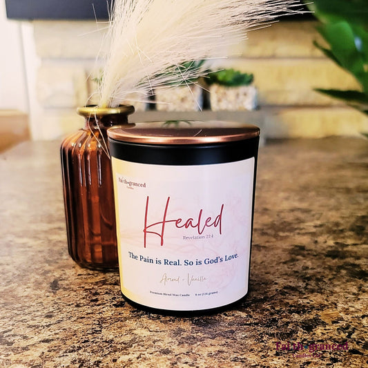 Healed: Almond + Vanilla Scented Candle - Faithgranced