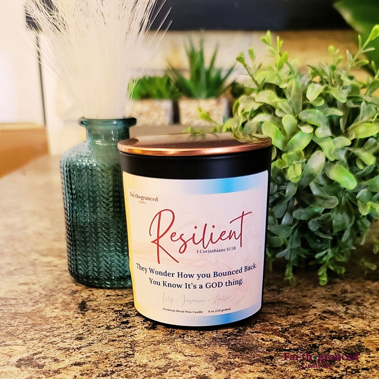 Resilient: Lily + Jasmine + Amber Scented Candle - Faithgranced