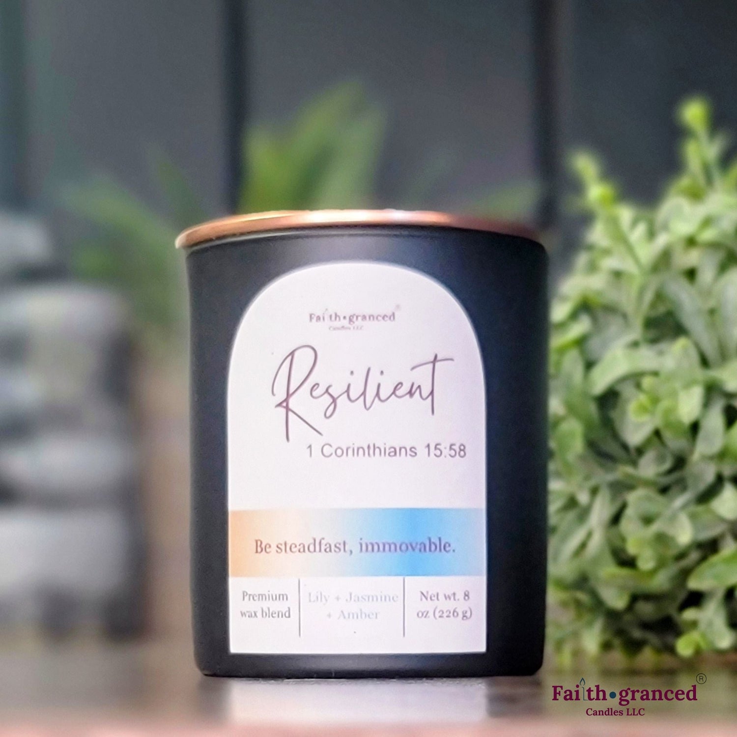 Resilient: Lily + Jasmine + Amber Scented Candle - Faithgranced