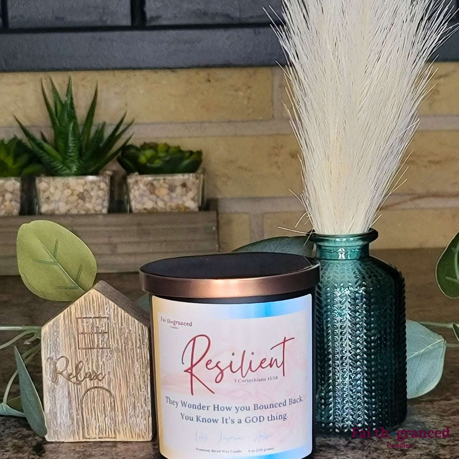 Resilient: Lily + Jasmine + Amber Scented Candle - Faithgranced